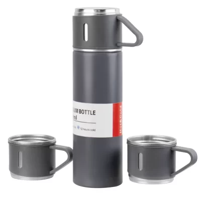 Garrafa Térmica Midi Pro MDP-500 - 500ML - Com 3 Canecas - Cinza